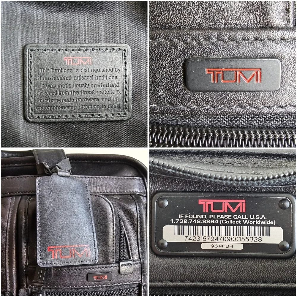 Tumi Alpha Expandable Black Genuine Leather Organizer Laptop Briefcase T Pass